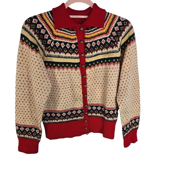 Abercrombie & Fitch Sweaters - Vtg 1940s 1950s Abercrombie Fitch Nordic fair isle sweater womens